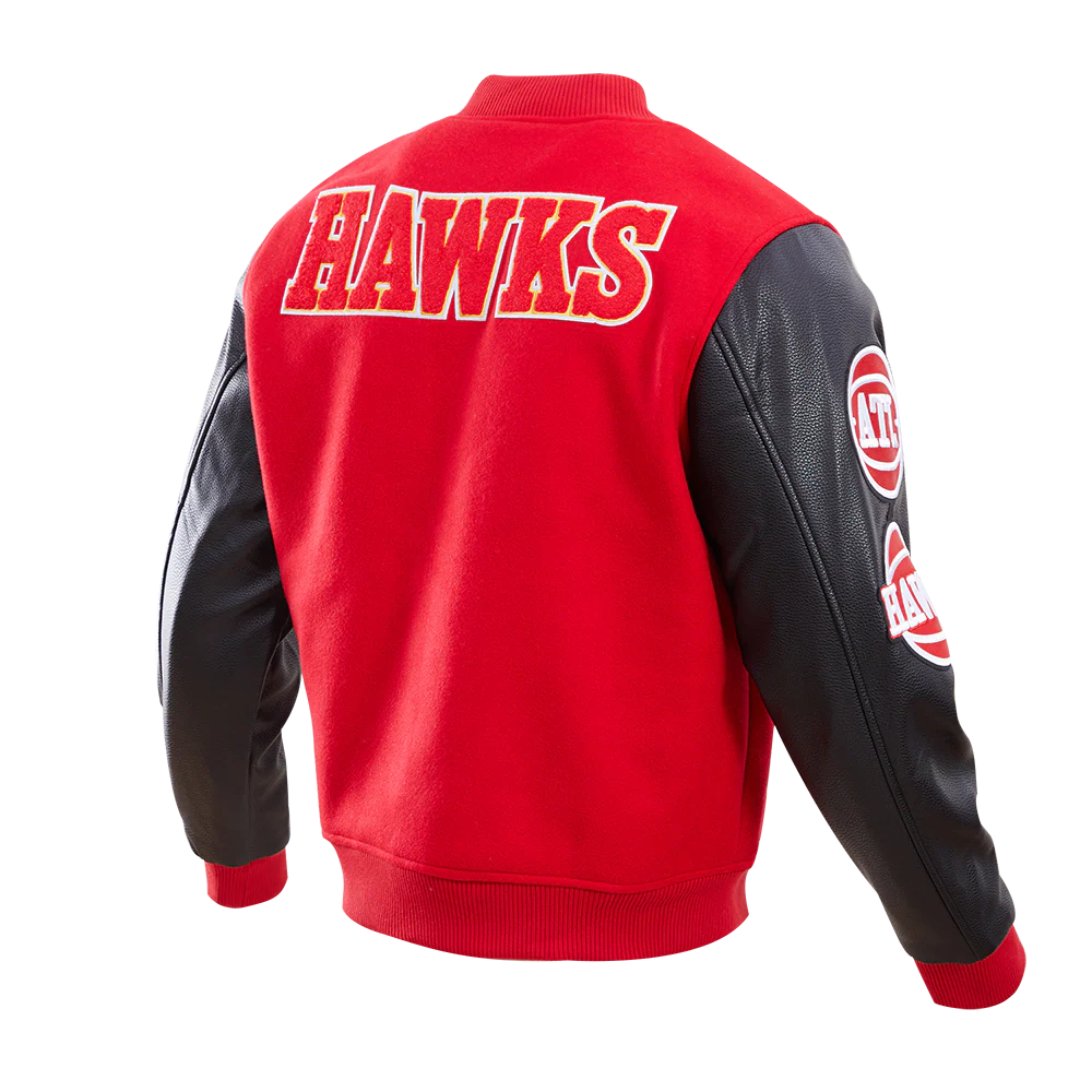 NBA ATLANTA HAWKS CLASSIC WOOL MEN'S VARSITY JACKET (RED/BLACK) - Image 4