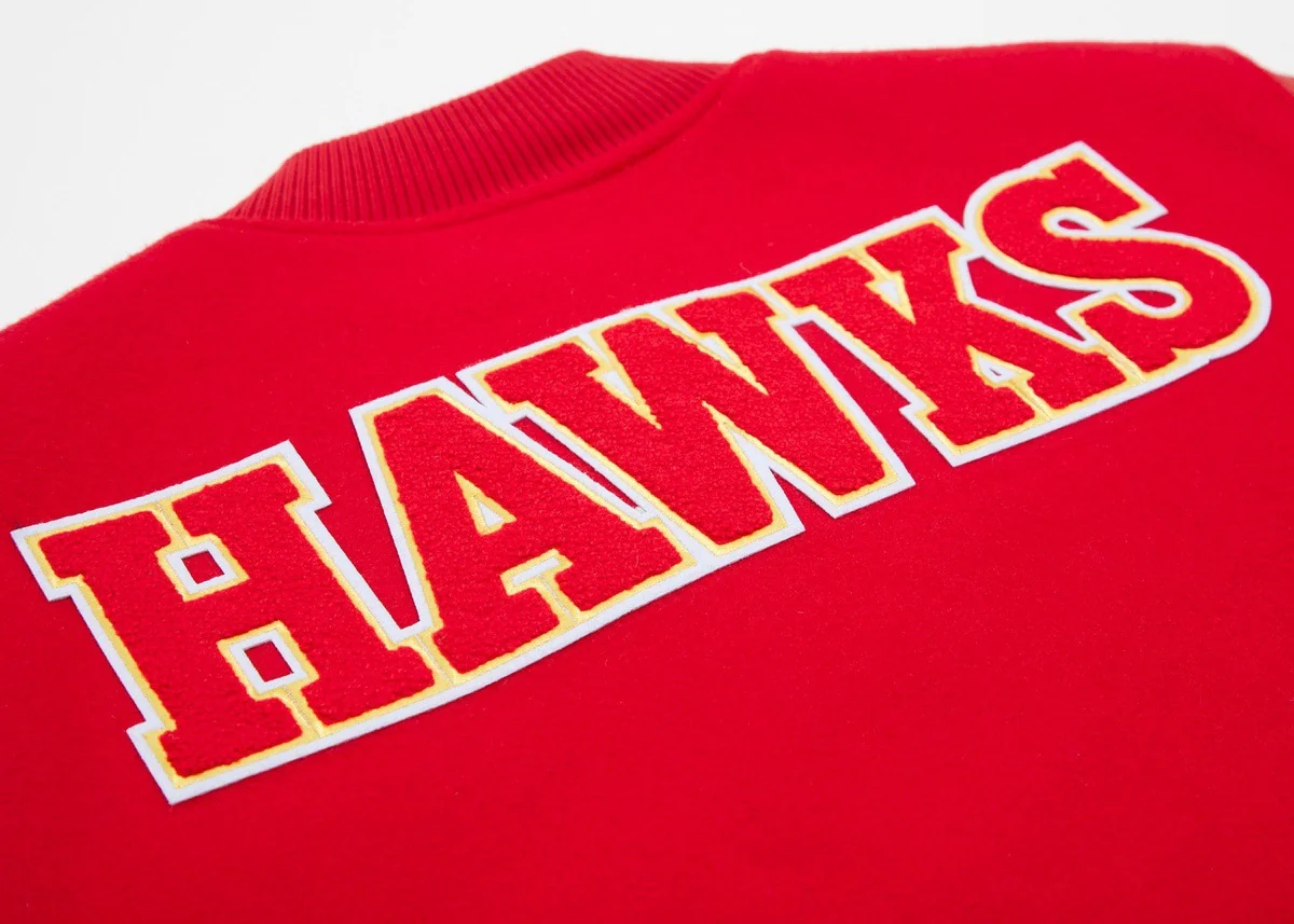 NBA ATLANTA HAWKS CLASSIC WOOL MEN'S VARSITY JACKET (RED) - Image 6