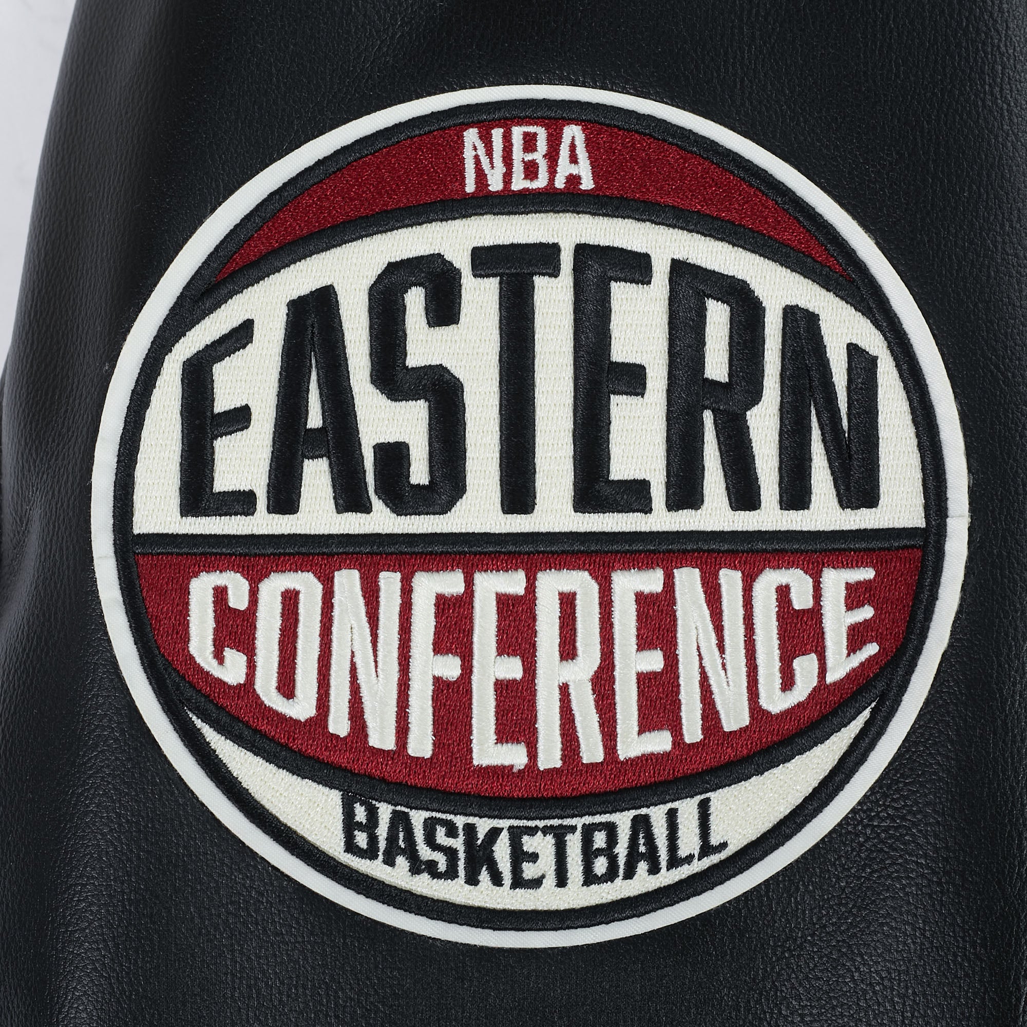 NBA ATLANTA HAWKS MODERN ORIGINALS MEN'S LEATHER VARSITY JACKET (JET BLACK) - Image 7