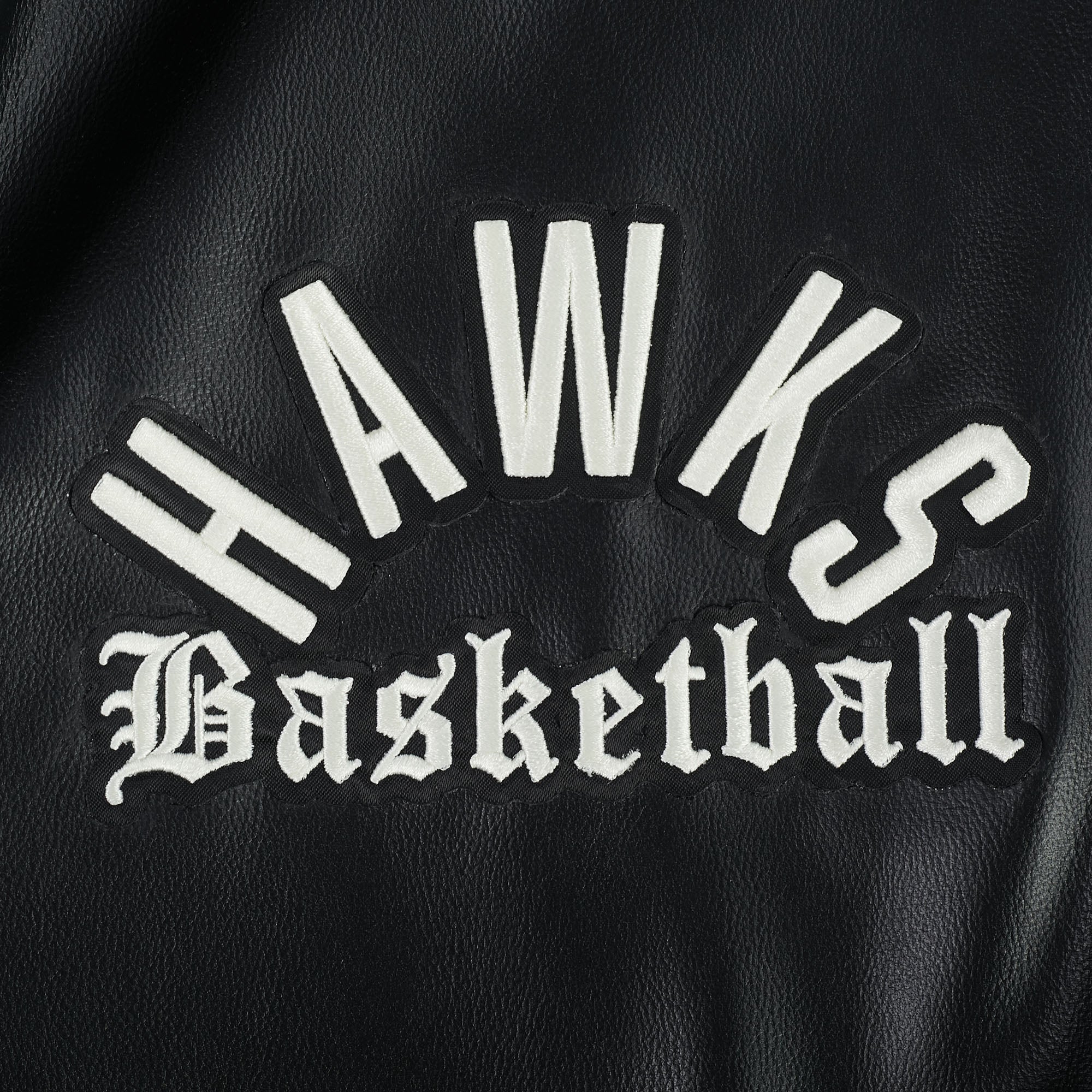 NBA ATLANTA HAWKS MODERN ORIGINALS MEN'S LEATHER VARSITY JACKET (JET BLACK) - Image 8