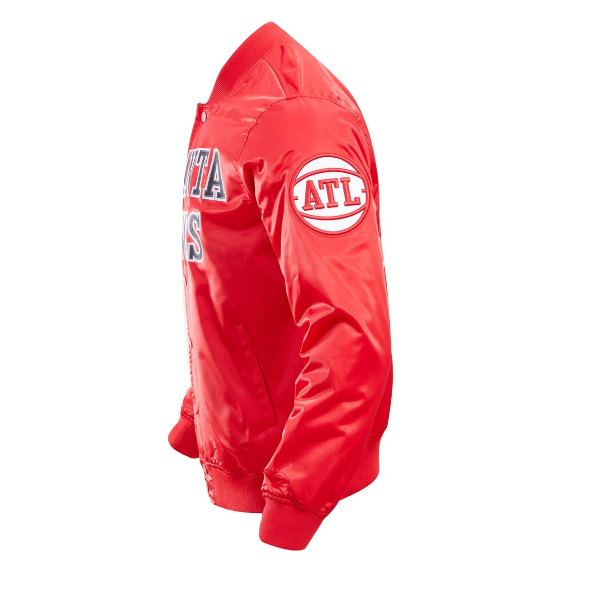 NBA ATLANTA HAWKS BIG LOGO MEN'S SATIN JACKET (RED) - Image 3