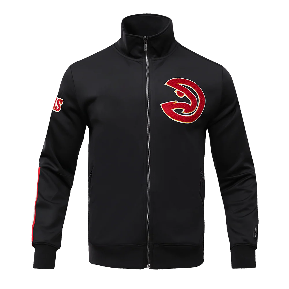 NBA ATLANTA HAWKS CLASSIC MEN'S DOUBLE KNIT TRACK JACKET (BLACK)