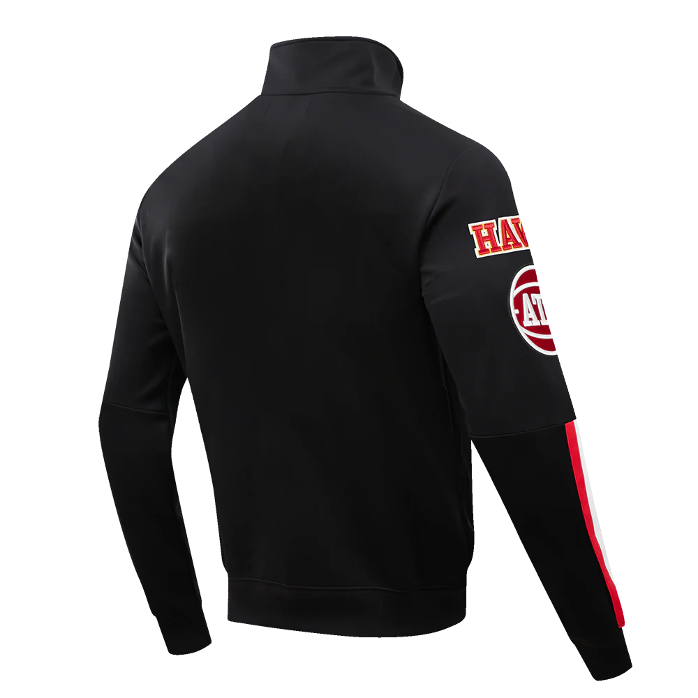 NBA ATLANTA HAWKS CLASSIC MEN'S DOUBLE KNIT TRACK JACKET (BLACK) - Image 3