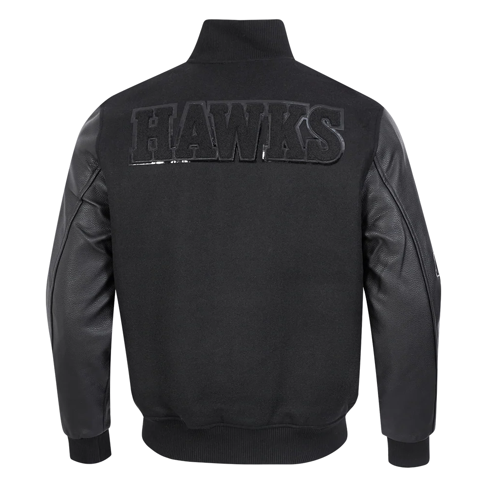 NBA ATLANTA HAWKS TRIPLE BLACK WOOL MEN'S VARSITY JACKET (TRIPLE BLACK) - Image 5