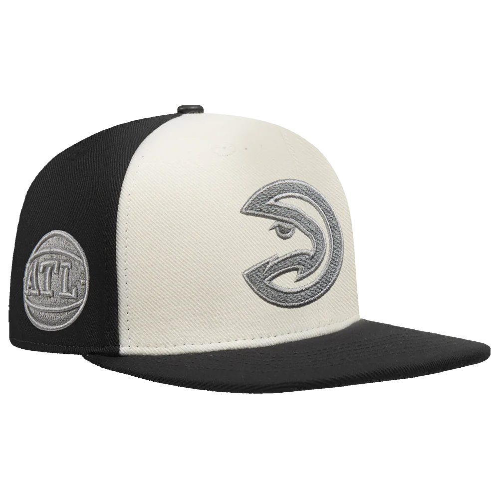 NBA ATLANTA HAWKS REVERSE FRENCH TERRY WOOL BLEND PRO SIX SNAPBA (EGGSHELL/ BLACK) - Image 5
