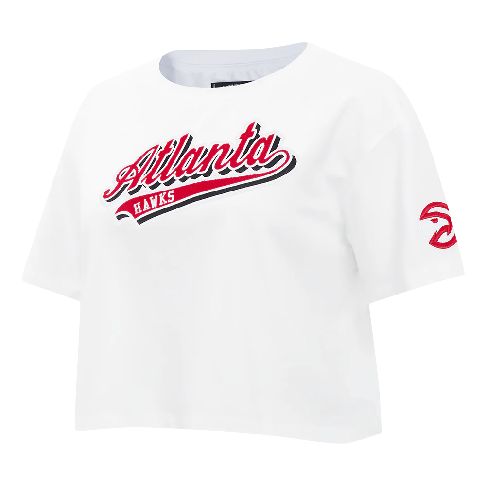 NBA ATLANTA HAWKS SCRIPT TAIL WOMEN'S SJ BOXY TEE (WHITE) - Image 2
