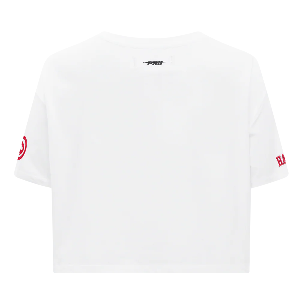 NBA ATLANTA HAWKS SCRIPT TAIL WOMEN'S SJ BOXY TEE (WHITE) - Image 3