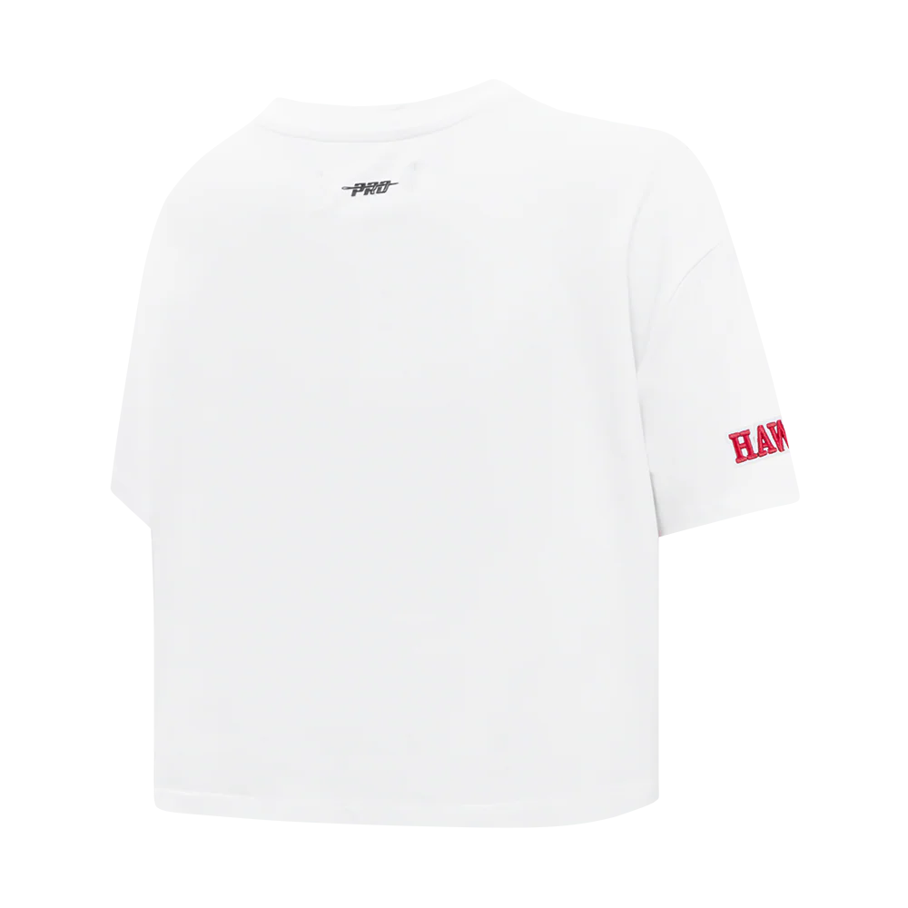 NBA ATLANTA HAWKS SCRIPT TAIL WOMEN'S SJ BOXY TEE (WHITE) - Image 4