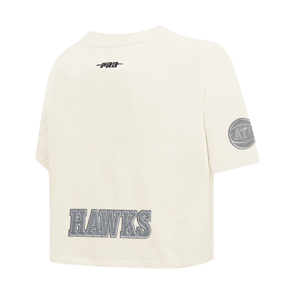 NBA ATLANTA HAWKS REVERSE FRENCH TERRY WOMEN'S SINGLE JERSEY BOXY TEE (EGGSHELL) - Image 4
