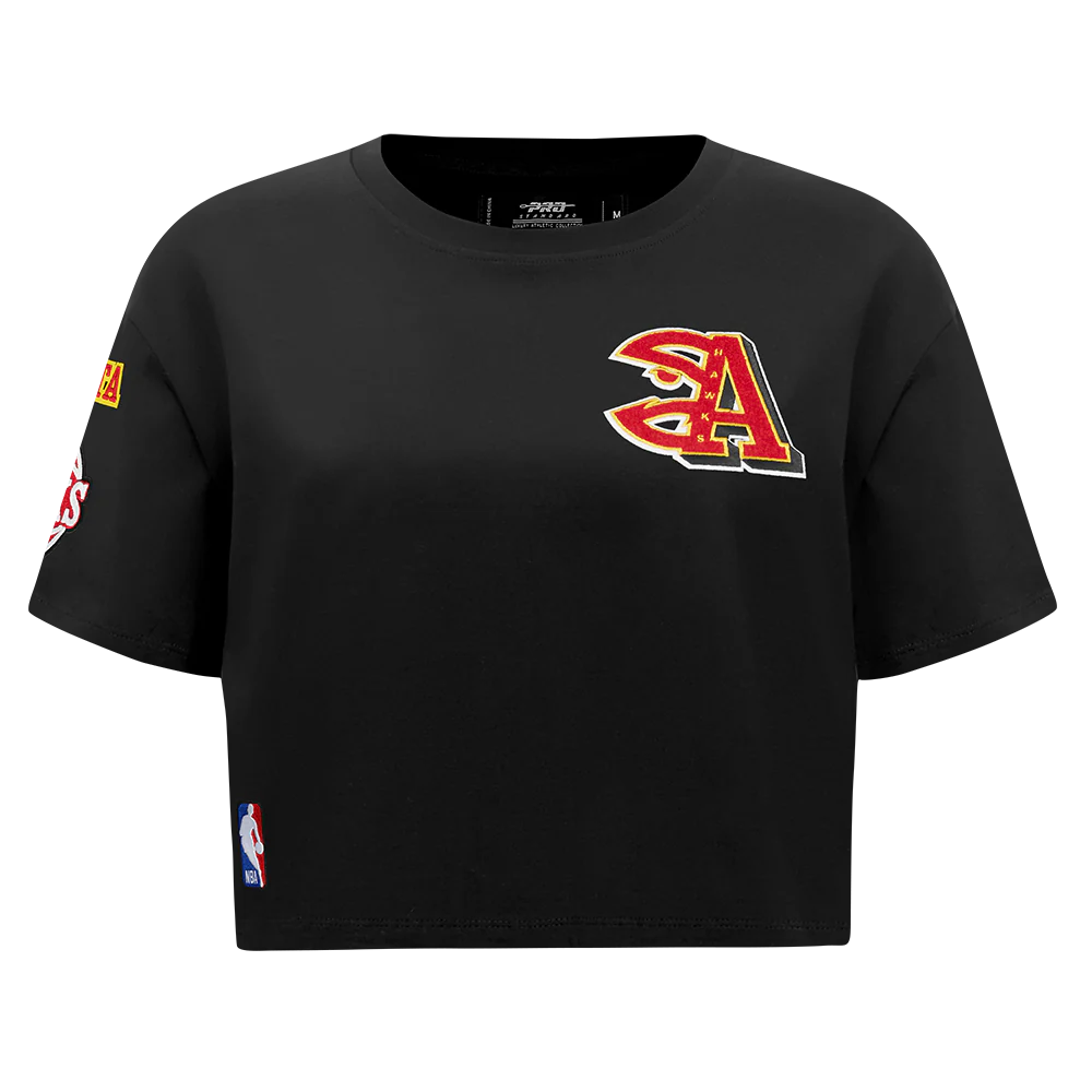 NBA ATLANTA HAWKS MASHUP WOMEN'S BOXY TEE (BLACK)