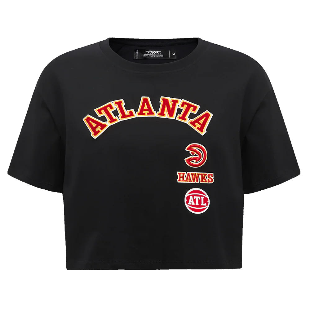 NBA ATLANTA HAWKS RETRO CLASSIC WOMEN'S BOXY TEE (BLACK) - Image 3