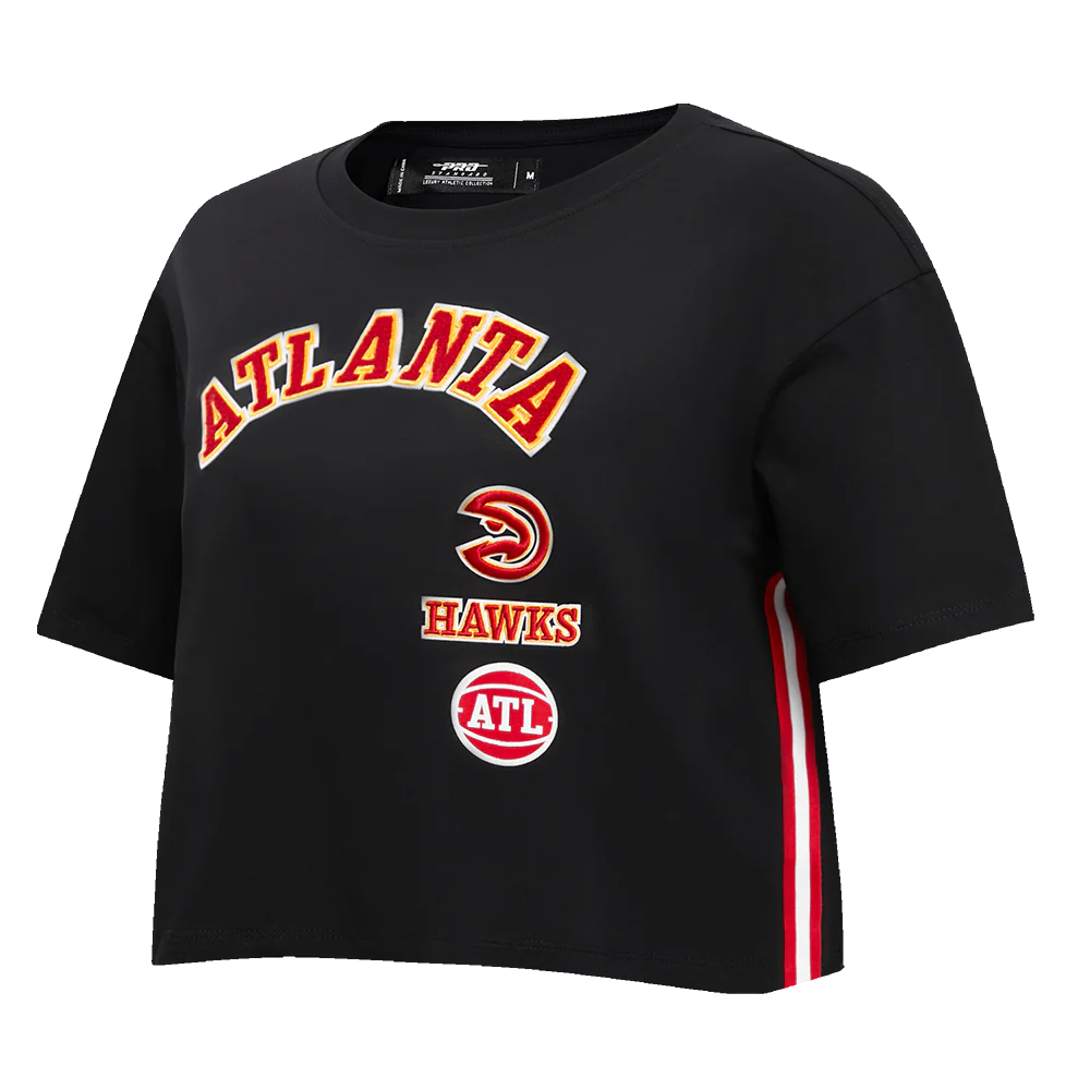 NBA ATLANTA HAWKS RETRO CLASSIC WOMEN'S BOXY TEE (BLACK) - Image 4