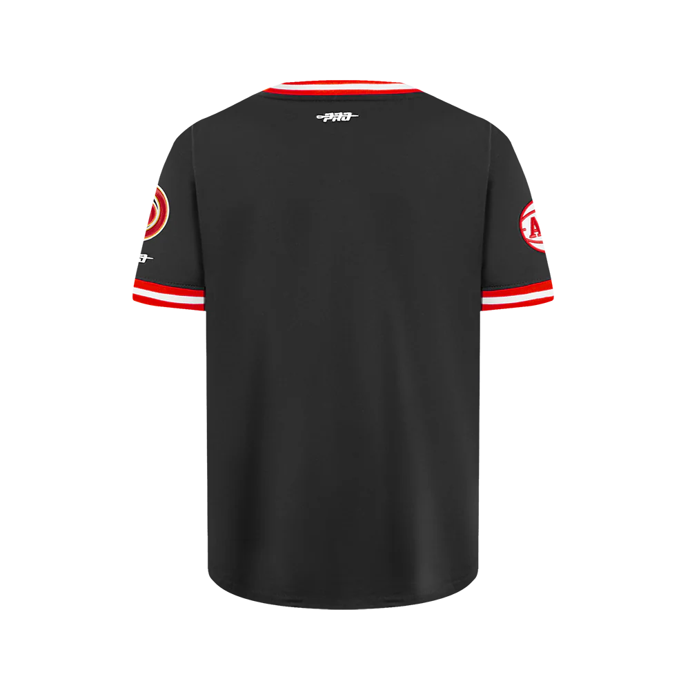 NBA ATLANTA HAWKS CLASSIC BIG BOY'S SS STRIPED RIB TEE (BLACK/RED) - Image 3