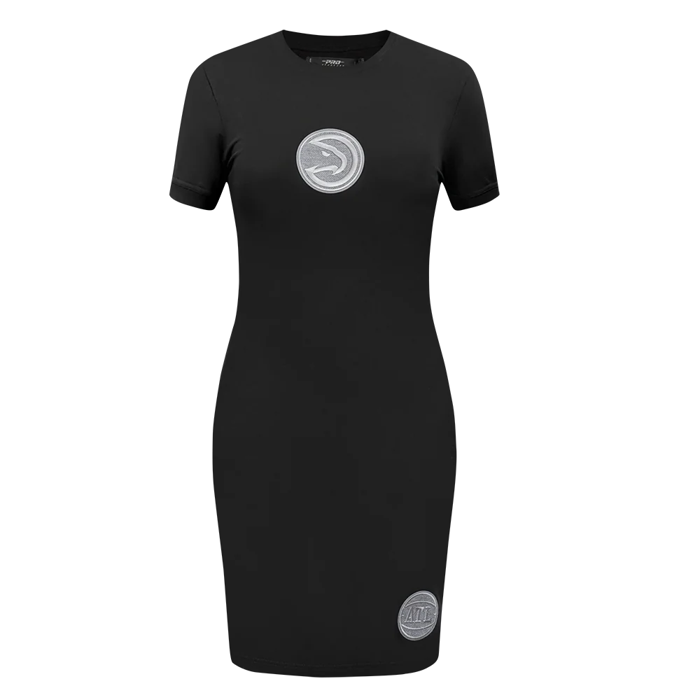 NBA ATLANTA HAWKS REVERSE FRENCH TERRY WOMEN'S BODYCON DRESS (BLACK)