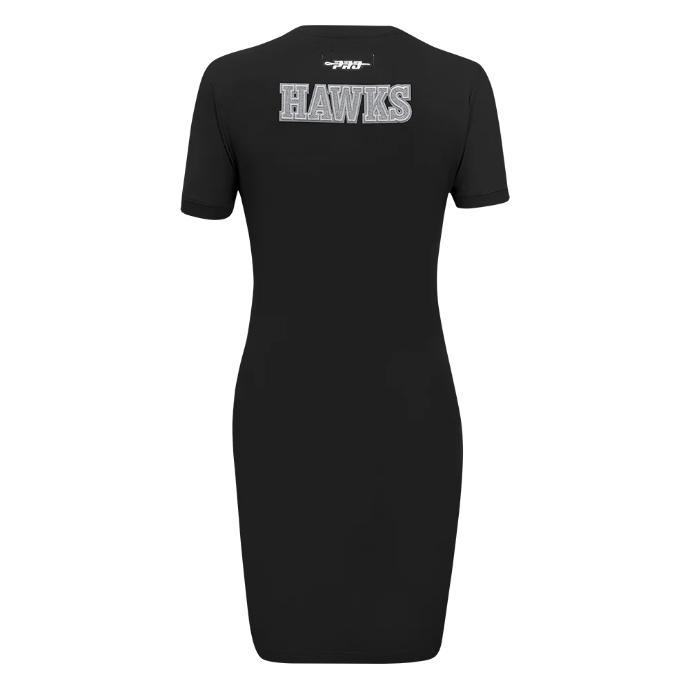 NBA ATLANTA HAWKS REVERSE FRENCH TERRY WOMEN'S BODYCON DRESS (BLACK) - Image 3