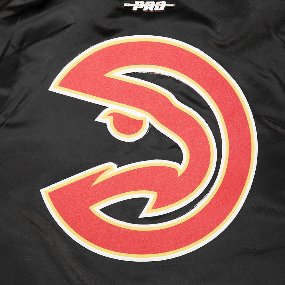 NBA ATLANTA HAWKS CLASSIC BIG BOYS SATIN JACKET (BLACK) - Image 5