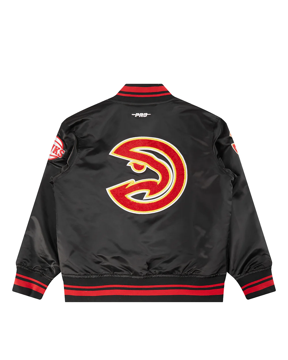 NBA ATLANTA HAWKS RETRO CLASSIC BIG BOYS RIB SATIN JACKET (BLACK/RED/BLACK) - Image 2