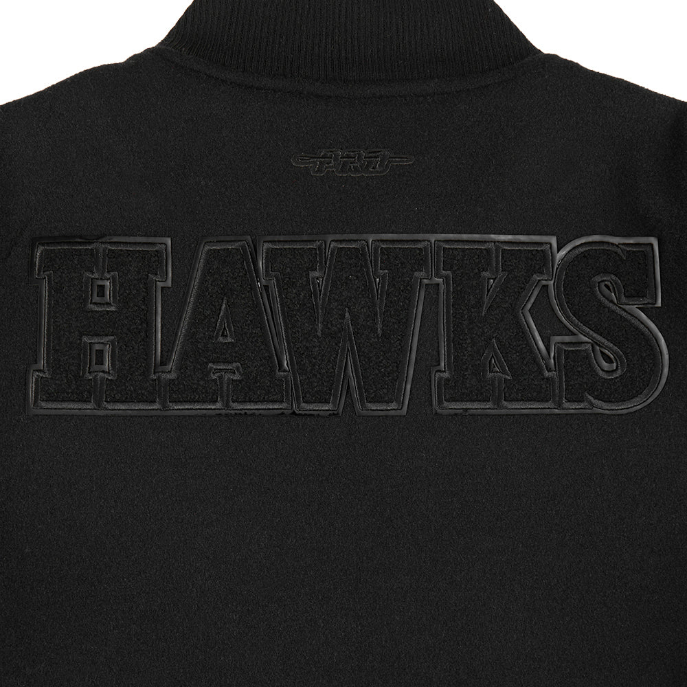 NBA ATLANTA HAWKS TRIPLE BLACK BIG BOYS WOOL VARSITY JACKET (JET BLACK) - Image 5