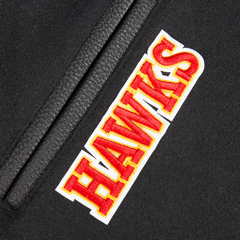 NBA ATLANTA HAWKS RETRO CLASSIC BIG BOYS RIB WOOL VARSITY JACKET (BLACK/RED/BLACK) - Image 10