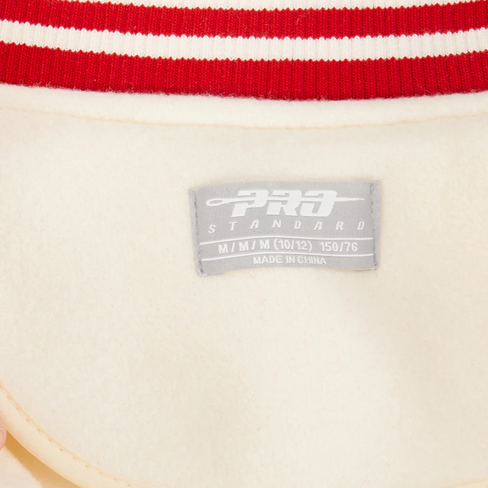 NBA ATLANTA HAWKS RETRO CLASSIC BIG BOYS RIB WOOL VARSITY JACKET (EGGSHELL/ RED) - Image 9