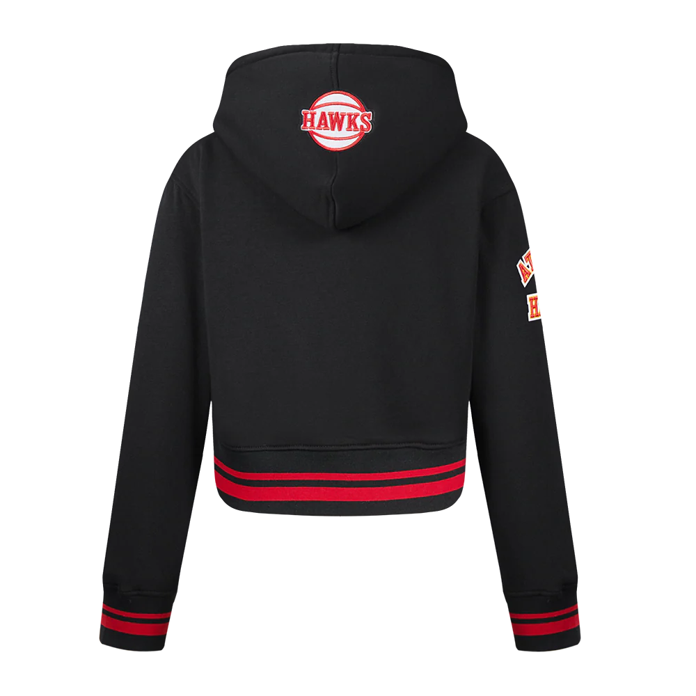 NBA ATLANTA HAWKS RETRO CLASSIC BIG GIRLS  RIB FLEECE PULLOVER HOODIE (BLACK/RED/BLACK) - Image 3