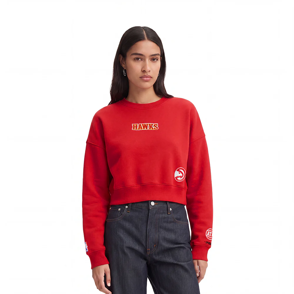 NBA ATLANTA HAWKS WINGSPAN WOMEN'S FLC CREWNECK (RED) - Image 2