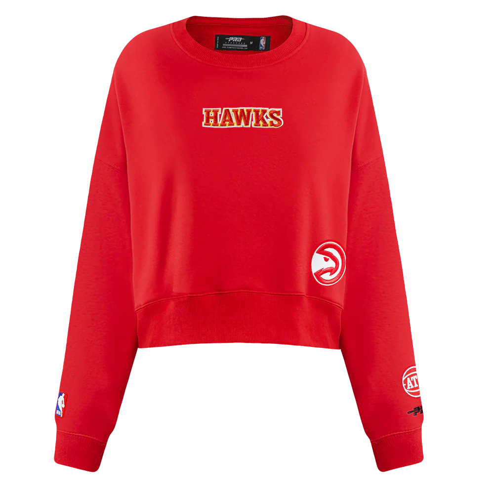 NBA ATLANTA HAWKS WINGSPAN WOMEN'S FLC CREWNECK (RED) - Image 3