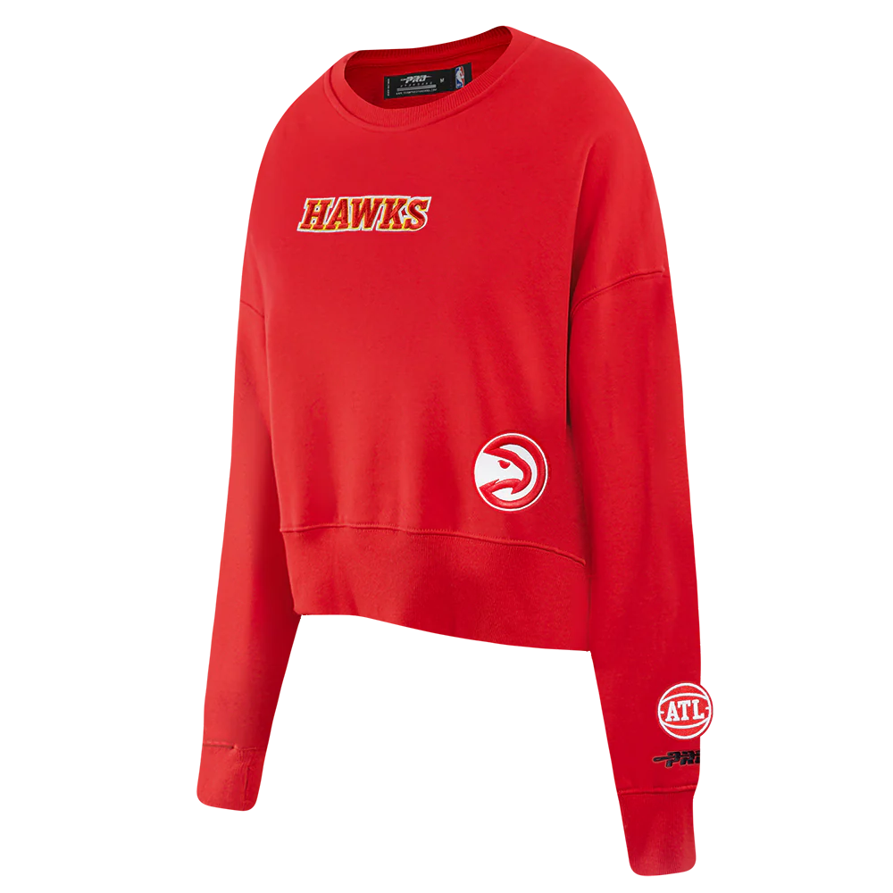 NBA ATLANTA HAWKS WINGSPAN WOMEN'S FLC CREWNECK (RED) - Image 4