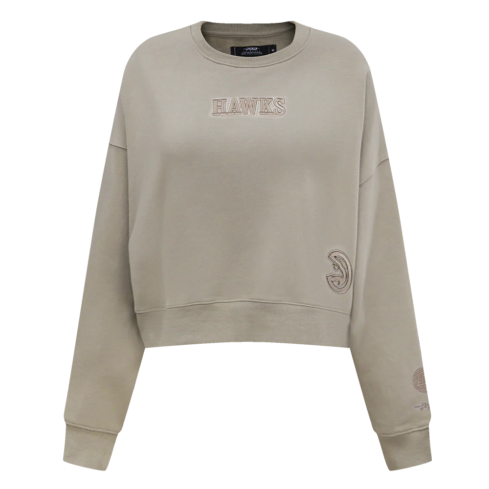 NBA ATLANTA HAWKS WINGSPAN WOMEN'S FLEECE CREWNECK (TAUPE) - Image 3