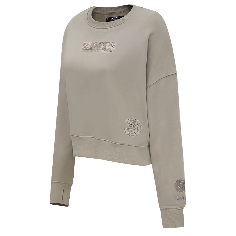 NBA ATLANTA HAWKS WINGSPAN WOMEN'S FLEECE CREWNECK (TAUPE) - Image 4