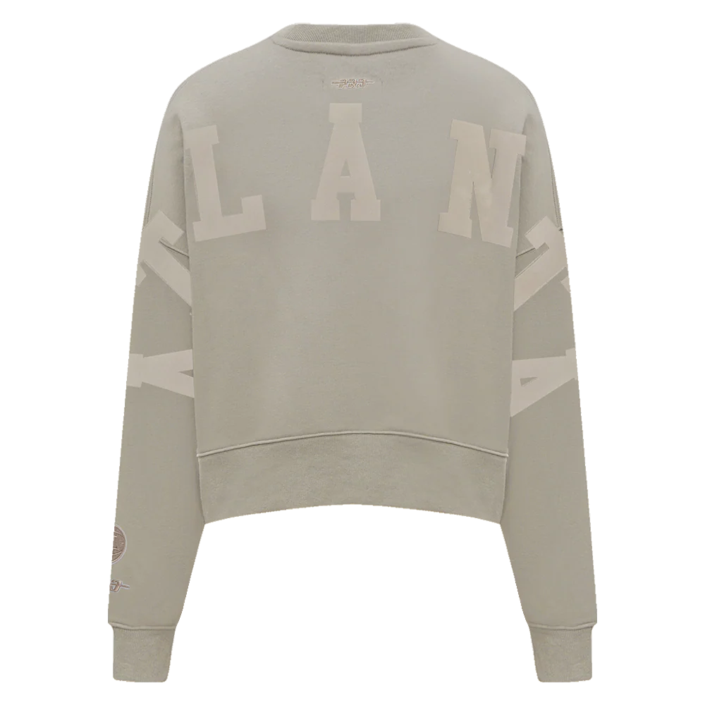 NBA ATLANTA HAWKS WINGSPAN WOMEN'S FLEECE CREWNECK (TAUPE) - Image 5