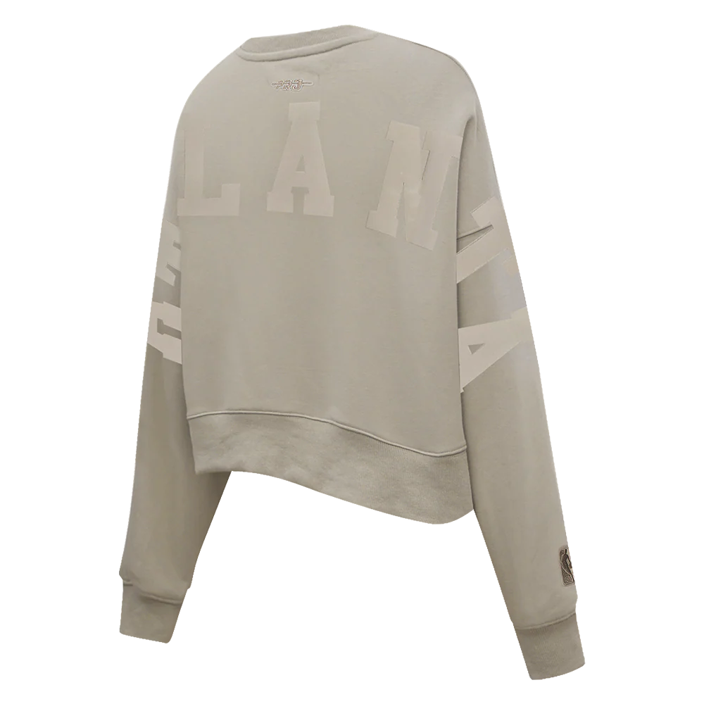 NBA ATLANTA HAWKS WINGSPAN WOMEN'S FLEECE CREWNECK (TAUPE) - Image 6