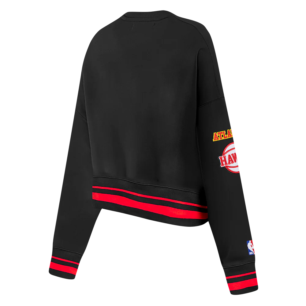 NBA ATLANTA HAWKS MASHUP WOMEN'S RIB CREWNECK (BLACK/RED/BLACK) - Image 6
