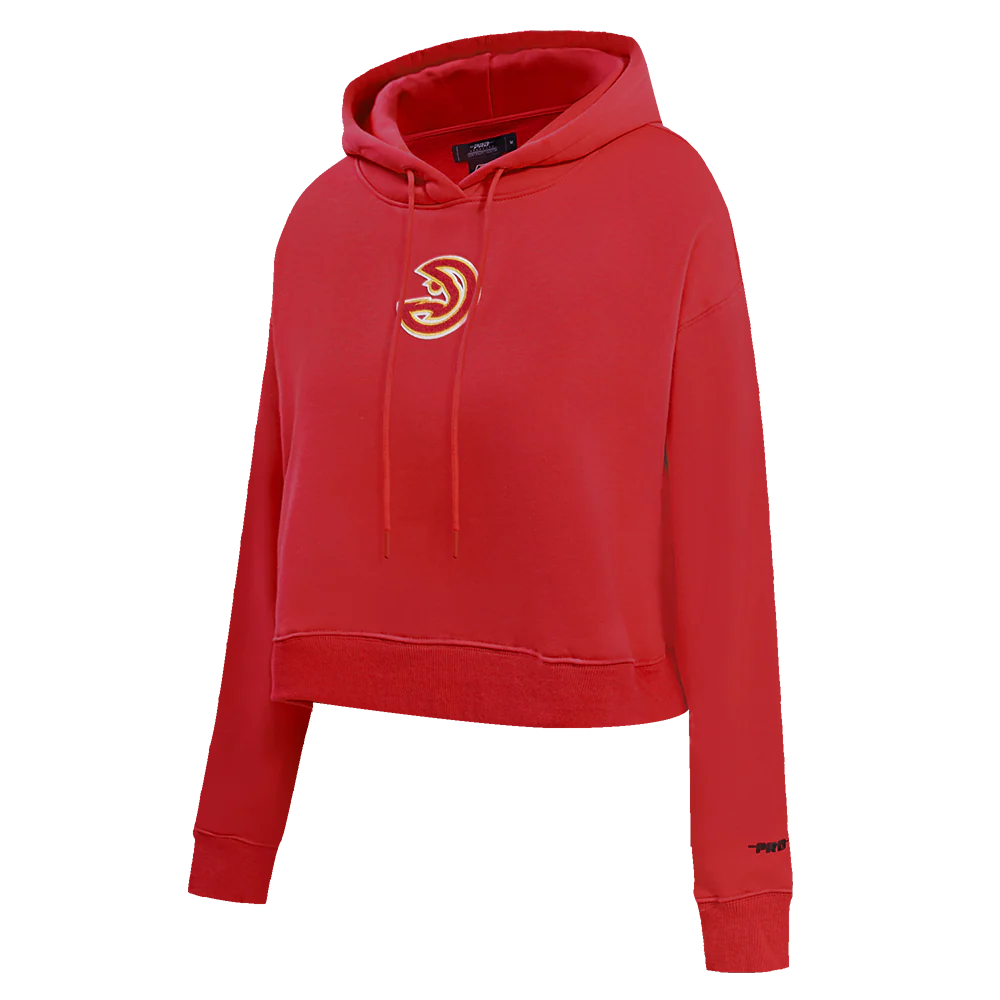NBA ATLANTA HAWKS CLASSIC WOMEN'S CROPPED PULLOVER HOODIE (RED) - Image 2