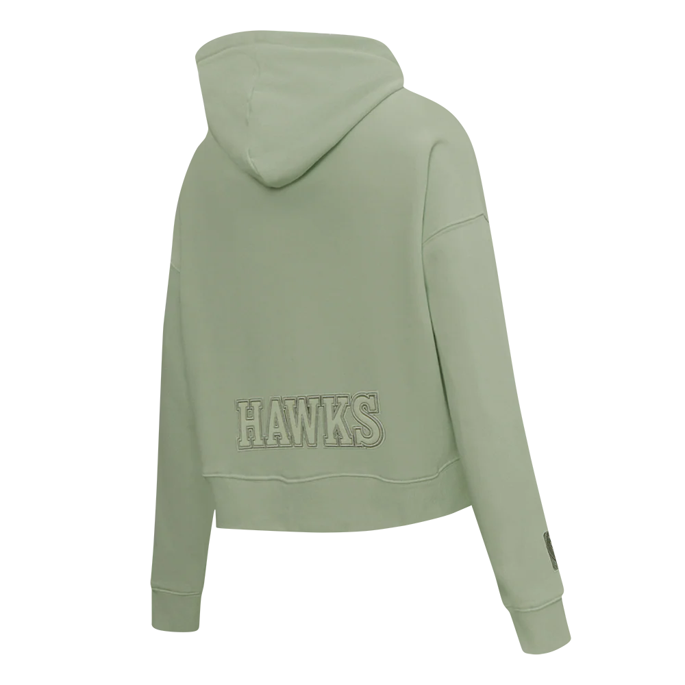 NBA ATLANTA HAWKS NEUTRAL WOMEN'S CROPPED PO HOODIE (MOSS) - Image 4