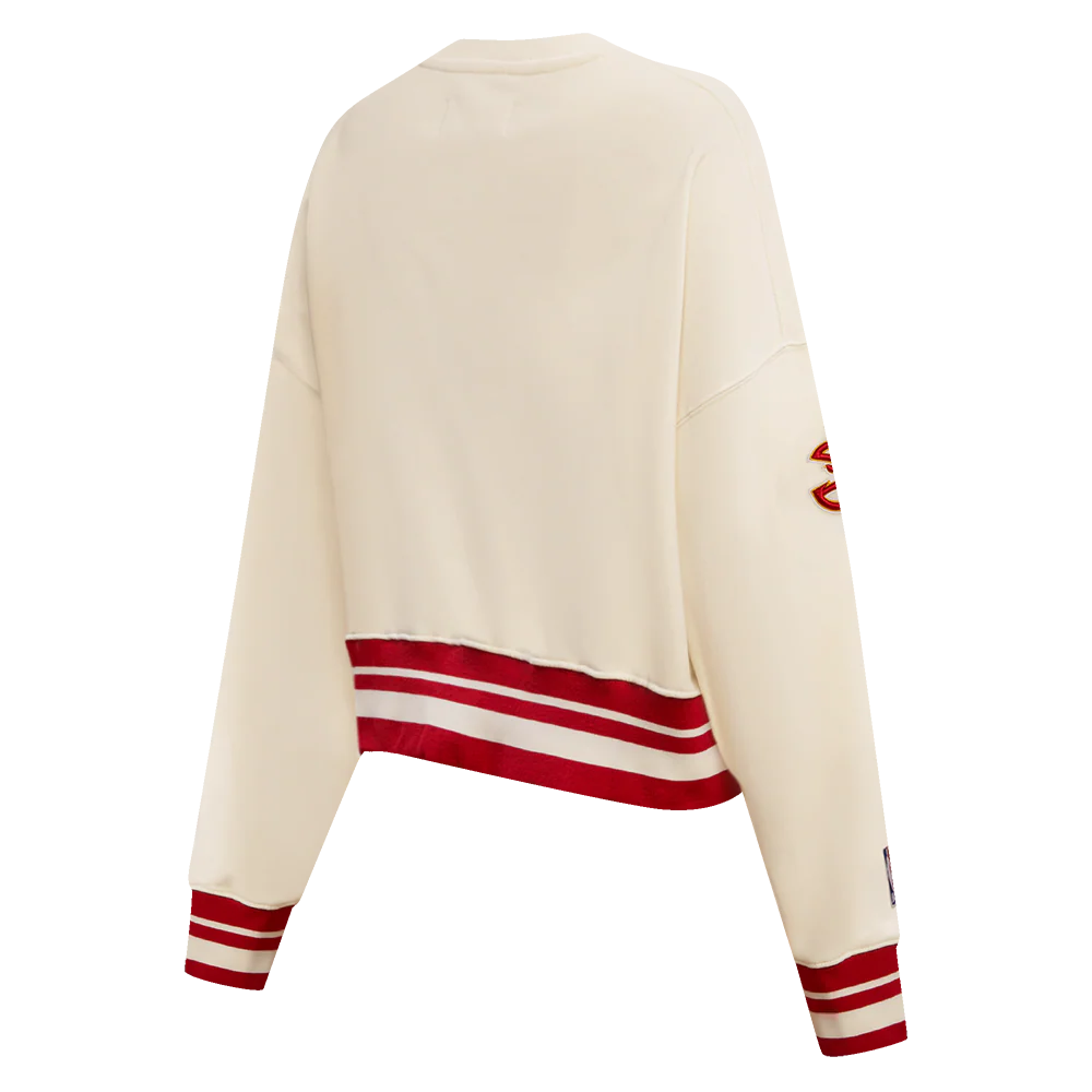 NBA ATLANTA HAWKS RETRO CLASSIC WOMEN'S RIB CREWNECK (EGGSHELL/ RED) - Image 3