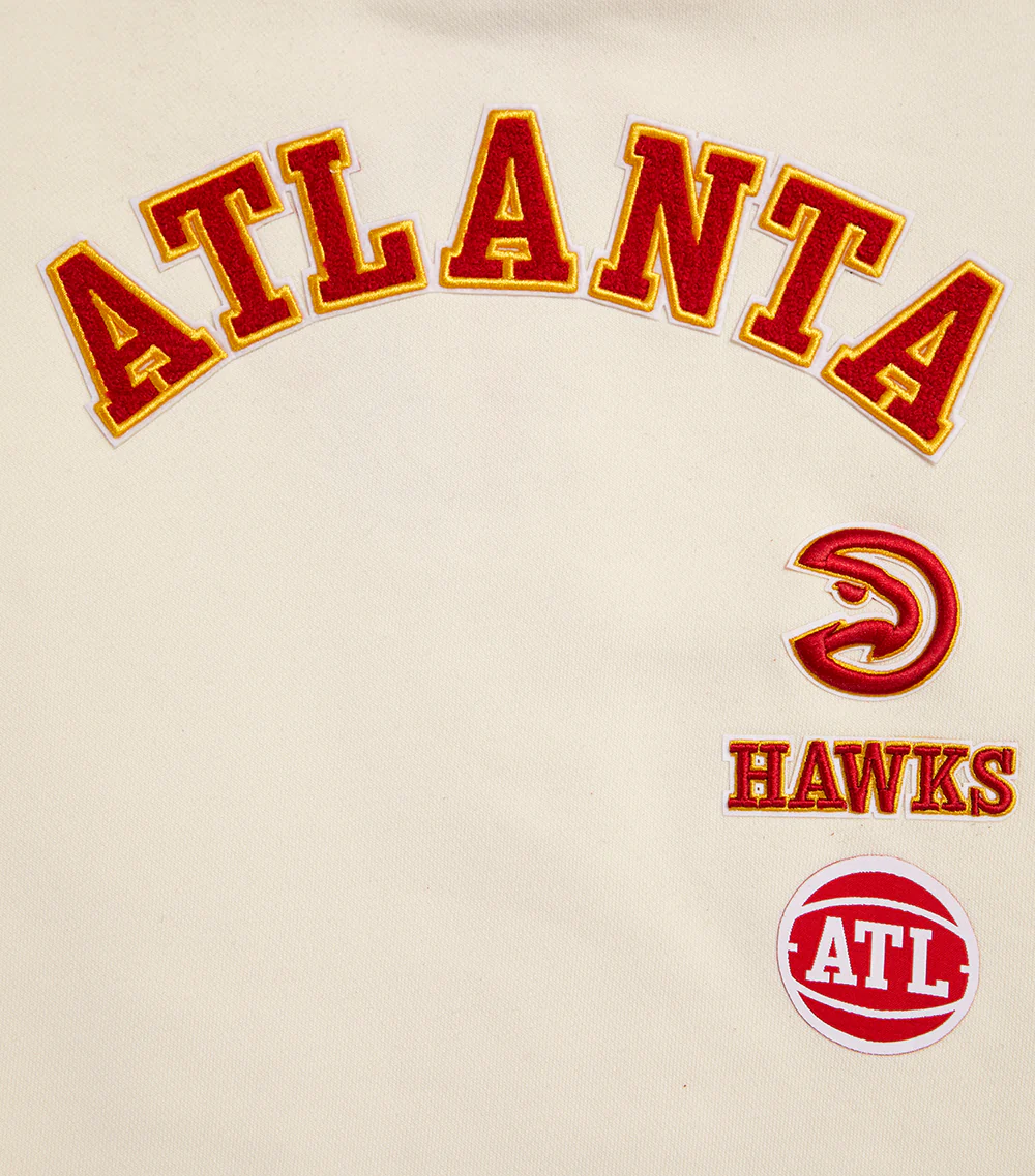 NBA ATLANTA HAWKS RETRO CLASSIC WOMEN'S RIB CREWNECK (EGGSHELL/ RED) - Image 6