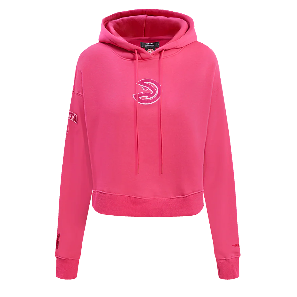 NBA ATLANTA HAWKS TRIPLE PINK WOMEN'S FLC CROPPED PO HOODIE (BEETROOT PURPLE)
