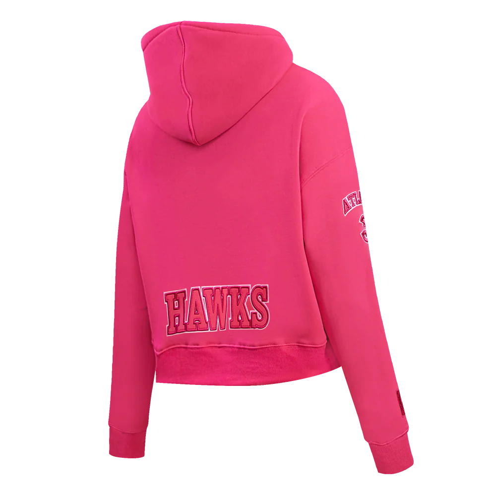 NBA ATLANTA HAWKS TRIPLE PINK WOMEN'S FLC CROPPED PO HOODIE (BEETROOT PURPLE) - Image 3