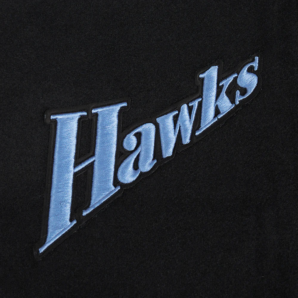 NBA ATLANTA HAWKS CITY EDITION 24-25 WOMEN'S RIB WOOL VARSITY JACKET (BLACK/WHITE) - Image 5
