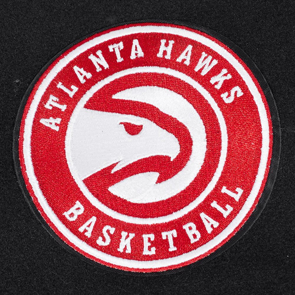 NBA ATLANTA HAWKS MASHUP WOMEN'S RIB WOOL VARSITY JACKET (BLACK/RED/BLACK) - Image 10