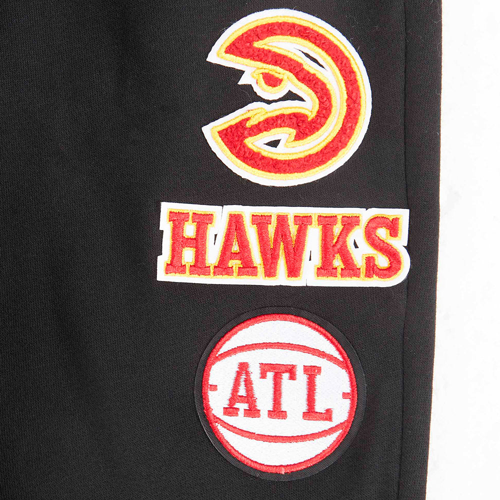 NBA ATLANTA HAWKS RETRO CLASSIC LITTLE BOYS RIB FLEECE SWEATPANT (BLACK/RED/BLACK) - Image 6