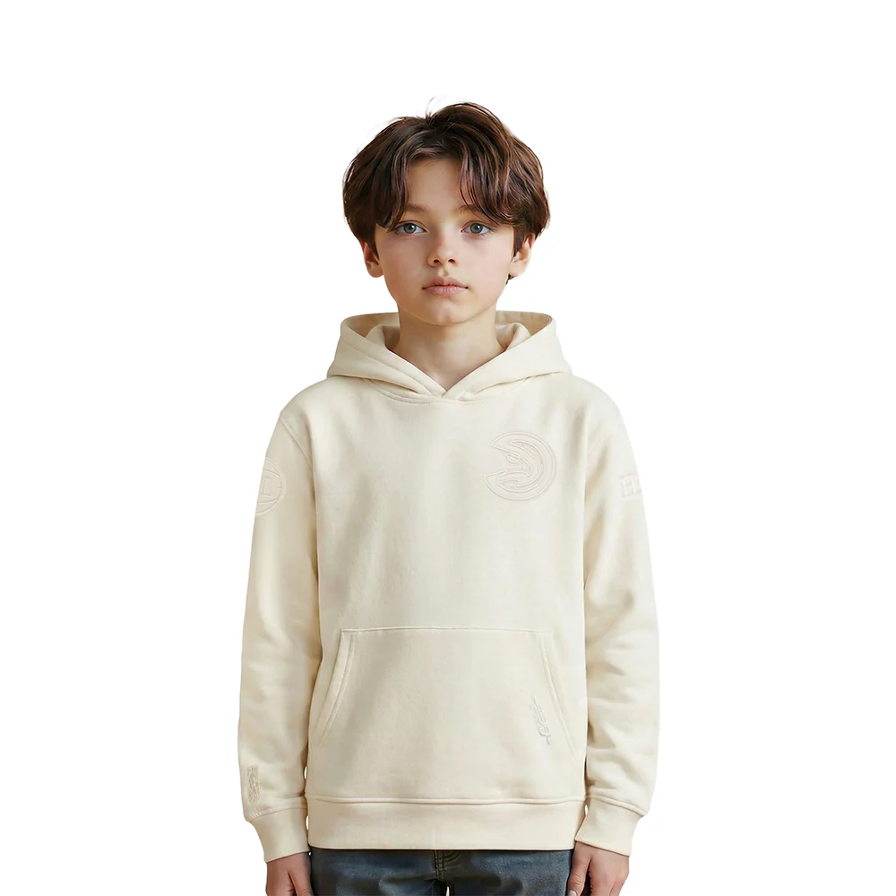 NBA ATLANTA HAWKS NEUTRAL LITTLE BOYS FLEECE PULLOVER HOODIE (EGGSHELL)