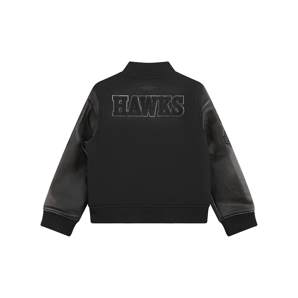 NBA ATLANTA HAWKS TRIPLE BLACK LITTLE BOYS WOOL VARSITY JACKET (JET BLACK) - Image 4