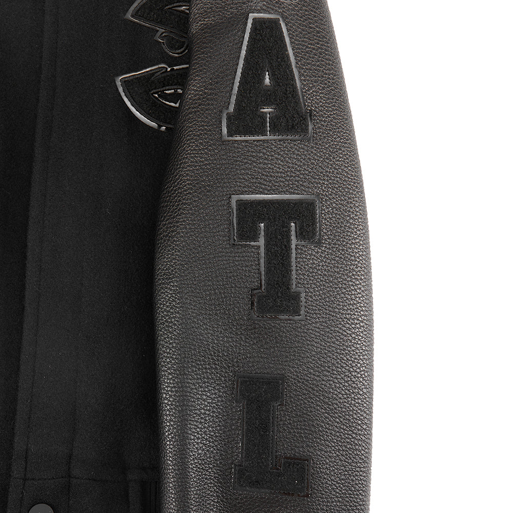 NBA ATLANTA HAWKS TRIPLE BLACK LITTLE BOYS WOOL VARSITY JACKET (JET BLACK) - Image 7