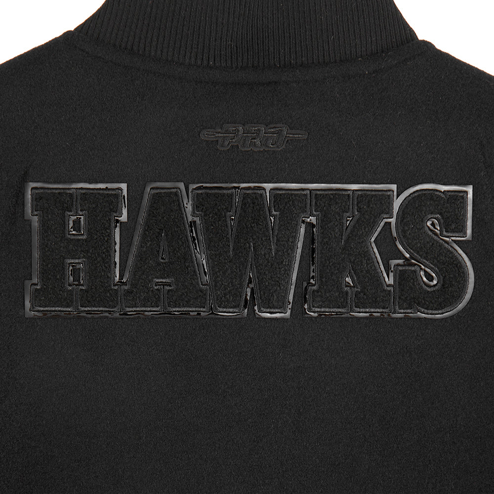 NBA ATLANTA HAWKS TRIPLE BLACK LITTLE BOYS WOOL VARSITY JACKET (JET BLACK) - Image 9