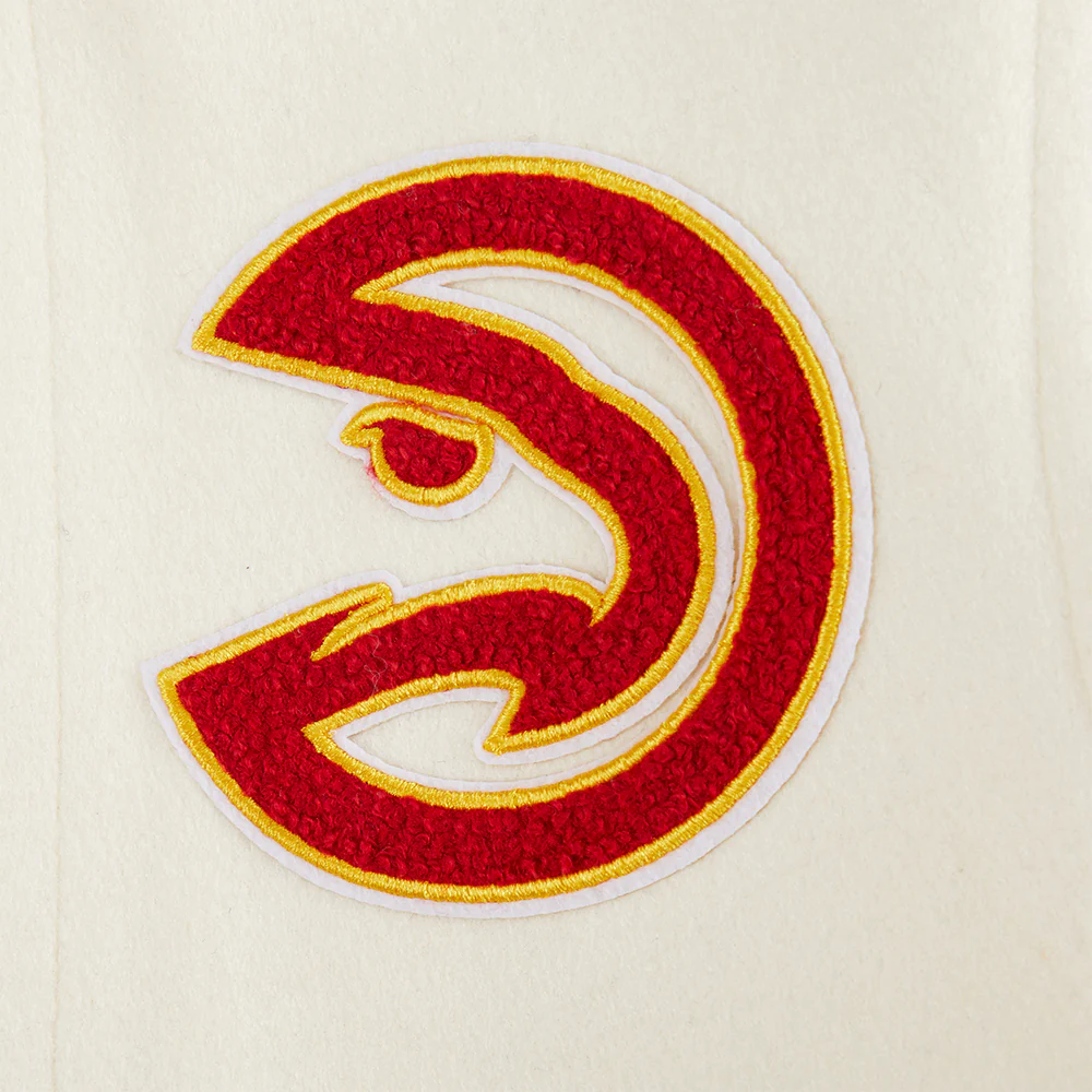 NBA ATLANTA HAWKS RETRO CLASSIC LITTLE BOYS RIB WOOL VARSITY JACKET (EGGSHELL/ RED) - Image 8