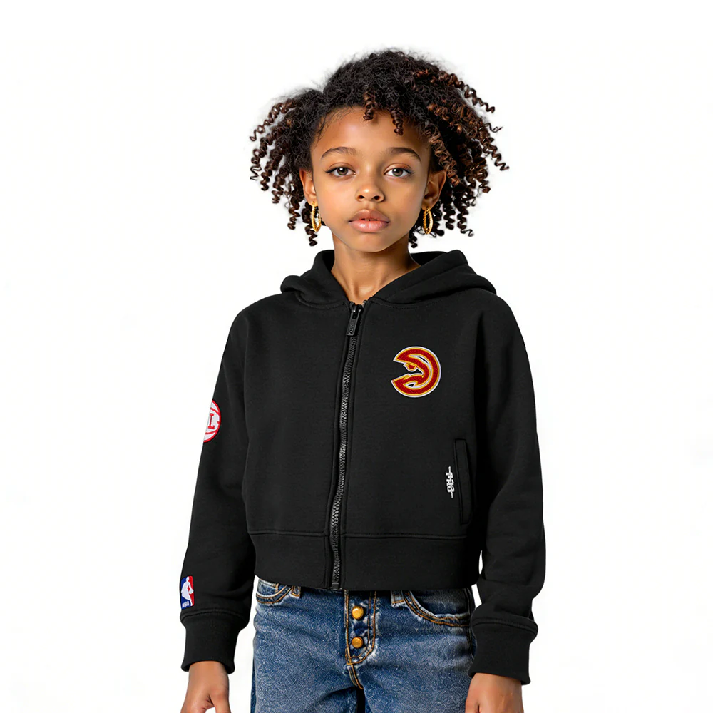 NBA ATLANTA HAWKS CLASSIC LITTLE GIRLS FLEECE FULL ZIP HOODIE (BLACK)
