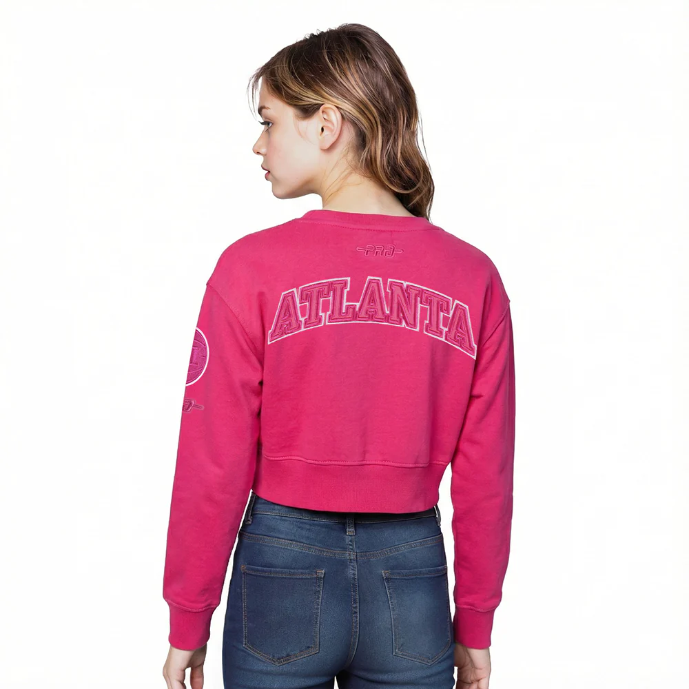 NBA ATLANTA HAWKS TRIPLE PINK LITTLE GIRLS FLEECE CREWNECK (BEETROOT PURPLE) - Image 2