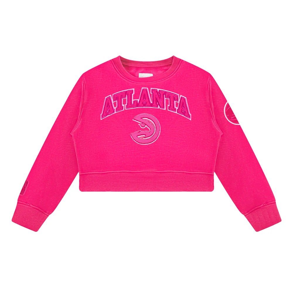 NBA ATLANTA HAWKS TRIPLE PINK LITTLE GIRLS FLEECE CREWNECK (BEETROOT PURPLE) - Image 3